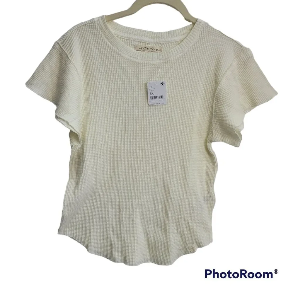 FREE PEOPLE What's Up Baby Cotton Waffle T-Shirt SIZE‎ XSMALL